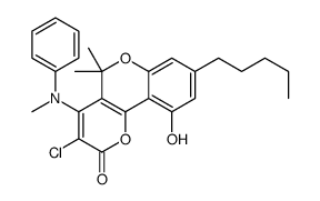 3-chloro-10-hydroxy-5,5-dimethyl-4-(N-methylanilino)-8-pentylpyrano[3,2-c]chromen-2-one Structure