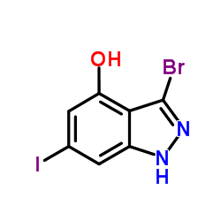 3-Bromo-6-iodo-1H-indazol-4-ol结构式