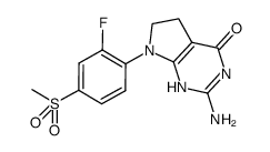 2-amino-7-[2-fluoro-4-(methylsulfonyl)phenyl]-1,5,6,7-tetrahydro-4H-pyrrolo[2,3-d]pyrimidin-4-one结构式