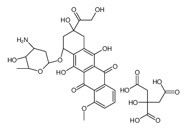 (7S,9S)-7-[(2R,4S,5S,6S)-4-amino-5-hydroxy-6-methyloxan-2-yl]oxy-6,9,11-trihydroxy-9-(2-hydroxyacetyl)-4-methoxy-8,10-dihydro-7H-tetracene-5,12-dione,2-hydroxypropane-1,2,3-tricarboxylic acid结构式