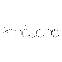 2-[(4-benzylpiperazin-1-yl)methyl]-5-(3,3-dimethyl-2-oxobutoxy)-4H-pyran-4-one结构式