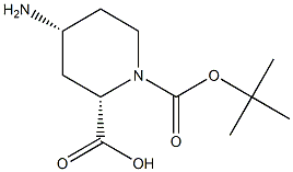 cis-4-amino-1-(tert-butoxycarbonyl)piperidine-2-carboxylic acid结构式