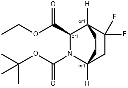 (1R,3R,4R)-REL-2-BOC-5,5-二氟-2-氮杂双环[2.2.2]辛烷-3-羧酸乙酯结构式