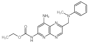 Pyrido[2,3-b]pyrazine-6-carbamicacid, 8-amino-2-[(N-methylanilino)methyl]-, ethyl ester (8CI) Structure