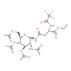 N4-(2-Acetylamino-3-O,4-O,6-O-triacetyl-2-deoxy-β-D-glucopyranosyl)-N2-trifluoroacetyl-L-asparagine ethyl ester Structure