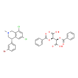 (4S)-4-(3-bromophenyl)-6,8-dichloro-2-methyl-1,2,3,4-tetrahydroisoquinoline(2S,3S)-2,3-Bis(benzoyloxy)butanedioic acid salt Structure