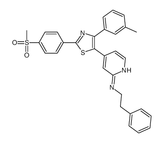 4-[4-(3-methylphenyl)-2-(4-methylsulfonylphenyl)-1,3-thiazol-5-yl]-N-(2-phenylethyl)pyridin-2-amine结构式