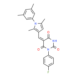 (5E)-5-{[1-(3,5-dimethylphenyl)-2,5-dimethyl-1H-pyrrol-3-yl]methylidene}-1-(4-fluorophenyl)pyrimidine-2,4,6(1H,3H,5H)-trione structure