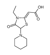 [3-Ethyl-4-oxo-5-piperidin-1-yl-thiazolidin-(2Z)-ylidene]-acetic acid Structure