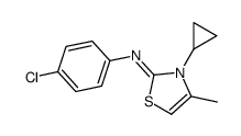 N-(4-chlorophenyl)-3-cyclopropyl-4-methyl-1,3-thiazol-2-imine结构式