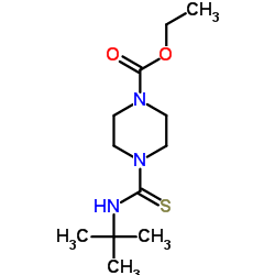 Ethyl 4-(((tert-butyl)amino)thioxomethyl)piperazinecarboxylate结构式