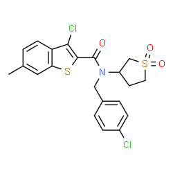 3-chloro-N-(4-chlorobenzyl)-N-(1,1-dioxidotetrahydrothiophen-3-yl)-6-methyl-1-benzothiophene-2-carboxamide结构式