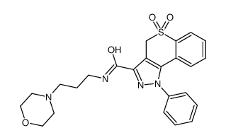 N-(3-morpholin-4-ylpropyl)-5,5-dioxo-1-phenyl-4H-thiochromeno[4,3-c]pyrazole-3-carboxamide结构式