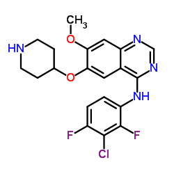 N-(3-Chloro-2,4-difluorophenyl)-7-methoxy-6-(4-piperidinyloxy)-4-quinazolinamine结构式