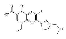 1-ethyl-6-fluoro-7-[3-(methylaminomethyl)pyrrolidin-1-yl]-4-oxo-1,8-naphthyridine-3-carboxylic acid结构式