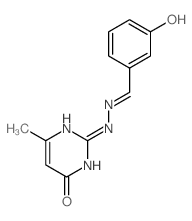 2-[(2Z)-2-[(3-hydroxyphenyl)methylidene]hydrazinyl]-6-methyl-1H-pyrimidin-4-one structure