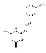 2-[(2Z)-2-[(3-hydroxyphenyl)methylidene]hydrazinyl]-6-methyl-1H-pyrimidin-4-one Structure