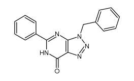 3-benzyl-5-phenyl-3,6-dihydro-1,2,3-triazolo[4,5-d]pyrimidin-7-one结构式