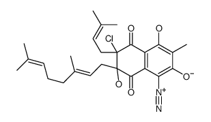 (6S)-7-chloro-4-diazonio-6-[(2E)-3,7-dimethylocta-2,6-dienyl]-3,6-dihydroxy-2-methyl-7-(3-methylbut-2-enyl)-5,8-dioxonaphthalen-1-olate结构式
