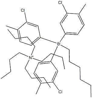 Tetrabutylammonium tris(3-chloro-4-methylphenyl)hexylborate结构式
