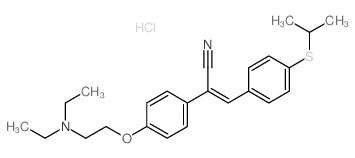 Benzeneacetonitrile,4-[2-(diethylamino)ethoxy]-a-[[4-[(1-methylethyl)thio]phenyl]methylene]-, hydrochloride (1:1) Structure