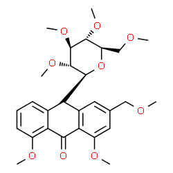 1,8-Dimethoxy-3-(methoxymethyl)-10-(2-O,3-O,4-O,6-O-tetramethyl-β-D-glucopyranosyl)anthrone结构式