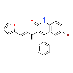 (E)-1-(6-bromo-2-hydroxy-4-phenylquinolin-3-yl)-3-(furan-2-yl)prop-2-en-1-one structure