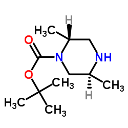 反式-N-叔丁氧羰基-2,5-二甲基哌嗪结构式