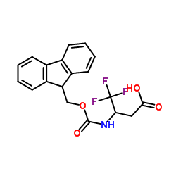 3-((((9H-Fluoren-9-yl)methoxy)carbonyl)amino)-4,4,4-trifluorobutanoic acid Structure