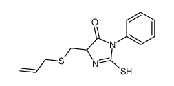 3-phenyl-5-(prop-2-enylsulfanylmethyl)-2-sulfanylideneimidazolidin-4-one结构式