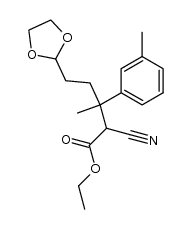 ethyl 2-cyano-5-(1,3-dioxolan-2-yl)-3-methyl-3-(m-tolyl)pentanoate结构式