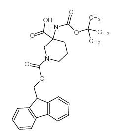 3-Boc-氨基-1-Fmoc-哌啶-3-羧酸结构式