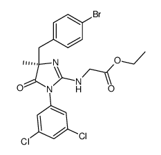 [4-(4-bromobenzyl)-1-(3,5-dichlorophenyl)-4-methyl-5-oxoimidazolidin-2-ylideneamino]acetic acid ethyl ester Structure