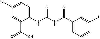 5-chloro-2-[[[(3-iodobenzoyl)amino]thioxomethyl]amino]-benzoic acid structure