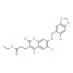 ethyl 3-[6-chloro-7-[(6-chloro-1,3-benzodioxol-5-yl)methoxy]-4-methyl-2-oxochromen-3-yl]propanoate Structure