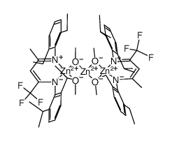 [((1,1,1-trifluoro-2-((2,6-diisopropylphenyl)amido)-4-((2,6-diethylphenyl)imino)-2-penteneato)Zn(μ-OMe))2Zn(μ-OMe)2] Structure