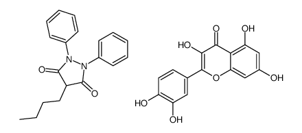 4-butyl-1,2-diphenylpyrazolidine-3,5-dione,2-(3,4-dihydroxyphenyl)-3,5,7-trihydroxychromen-4-one结构式