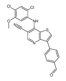 7-[(2,4-dichloro-5-methoxyphenyl)amino]-3-(4-formylphenyl)thieno[3,2-b]pyridine-6-carbonitrile结构式