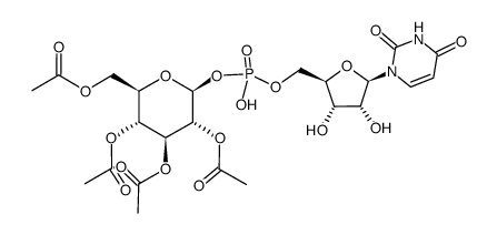 uridine 5'-(2,3,4,6-tetra-O-acetyl-β-D-glucopyranosyl phosphoric acid)结构式