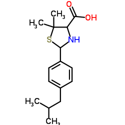 5,5-DIMETHYL-2-(4-(2-METHYLPROPYL)PHENYL)-1,3-THIAZOLIDINE-4-CARBOXYLIC ACID结构式