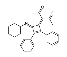 1-cyclohexylimino-2-diacetylmethylen-3,4-diphenylcyclobutene结构式