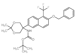 TERT-BUTYL (5-(6-(BENZYLOXY)-5-(TRIFLUOROMETHYL)NAPHTHALEN-2-YL)-2,2-DIMETHYL-1,3-DIOXAN-5-YL)CARBAMATE picture