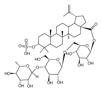 3-betulinic acid 3-O-sulfate 28-O-(rhamnopyranosyl(1-4)-O-glucopyranosyl(1-6))-glucopyranoside结构式