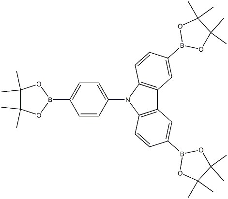 3,6-Bis-(4,4,5,5-tetramethyl-[1,3,2]dioxaborolan-2-yl)-9-[4-(4,4,5,5-tetramethyl-[1,3,2]dioxaborolan-2-yl)-phenyl]-9H-carbazole Structure