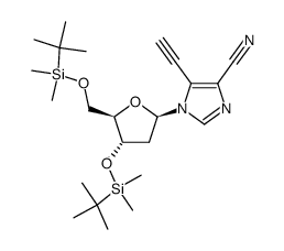 5-ethynyl-1-(2-deoxy-3,5-di-O-tert-butyldimethylsilyl-β-D-ribofuranosyl)imidazole-4-carbonitrile Structure