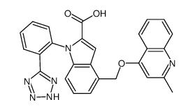 4-[[(2-Methyl-4-quinolinyl) oxy]methyl]-1-[2-(2H-tetrazol-5-yl)phenyl]-1H-indole-2-carboxylic acid Structure