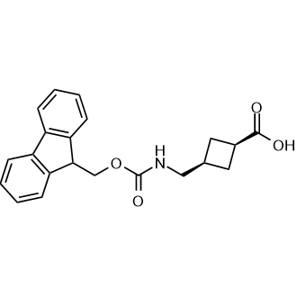 cis-(1s,3s)-3-(((((9H-Fluoren-9-yl)methoxy)carbonyl)amino)methyl)cyclobutane-1-carboxylic acid Structure