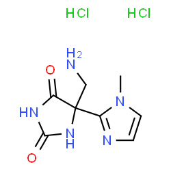 5-​(aminomethyl)​-​5-​(1-​methyl-​1H-​imidazol-​2-​yl)​imidazolidine-​2,​4-​dione dihydrochloride Structure