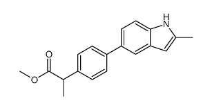 methyl 2-[4-(2-methyl-1H-5-indolyl)phenyl]propanoate结构式