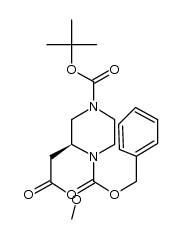 [2S]-1-benzyloxycarbonyl-4-t-butoxycarbonyl-2-methoxycarbonylmethylpiperazine结构式